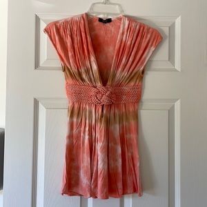 Sky Brand Babydoll Pink Tye Dye top. Size Small